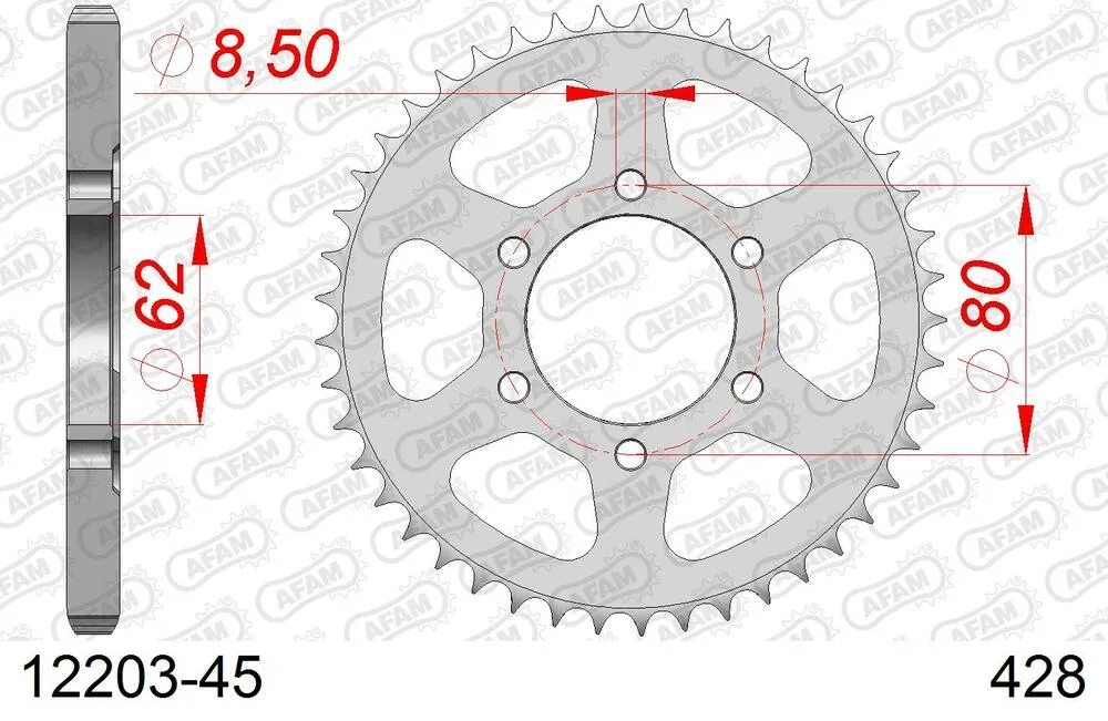 12203-45 AFAM Kettensatz Stahl 428 R1-G 14x45 - Yamaha TW 200 1989-94 - 01221100