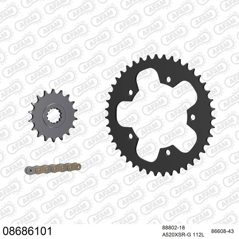 08686101 AFAM Kettensatz Stahl 520 XSR-G 18x43 - Triumph Scrambler 865 2015-17 - 08686101