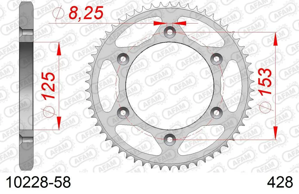 AFAM Kettensatz Stahl 428 MX-G 14x58 - Hm-honda CRM F X 125 2009-11 - 11013636