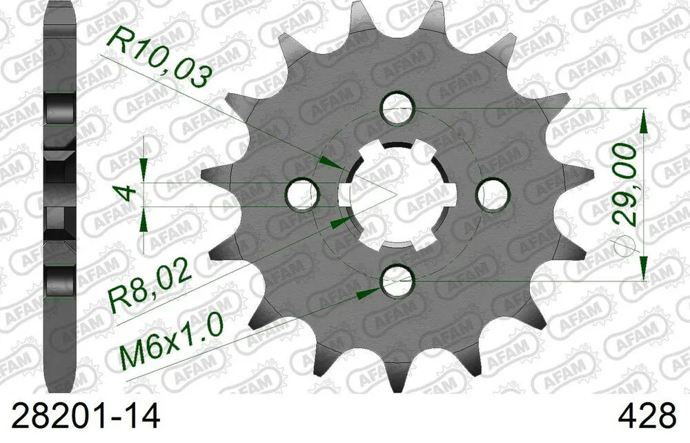 AFAM Kettensatz Stahl 428 R1-G 14x46 - Suzuki RV 90 1973-78 - 01409100