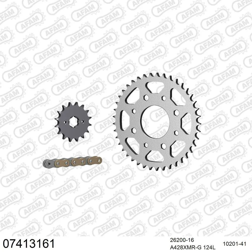 07413161 AFAM Kettensatz Stahl 428 XMR2-G 16x41 - Kymco 125 Zing Custom Style 1997-06 - 07413161