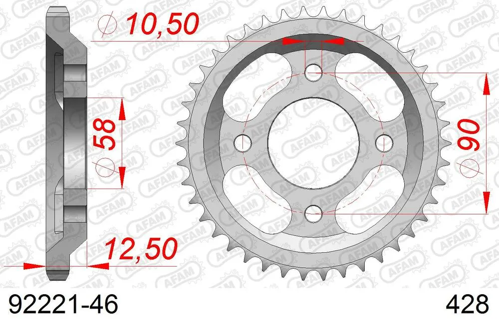 92221-46 AFAM Kettensatz Stahl 428 XMR2-G 13x46 - Mash 125 Black Seven 2017-21 - 17613101