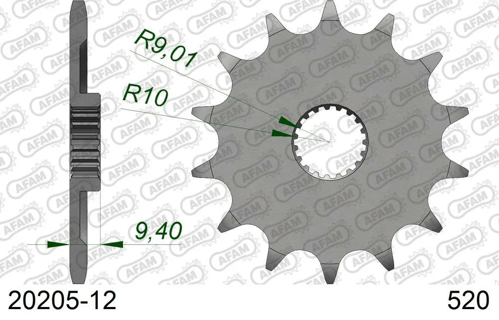 20205-12 AFAM Kettensatz Aluminium 520 MR2-G 12x51 - Honda CR 125 R 1986 - 01113807