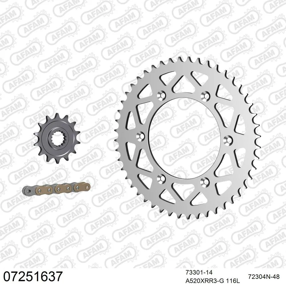 07251637 AFAM Kettensatz Aluminium 520 XRR3-G 14x48 - KTM 450 SMR 2012-14 - 07251637