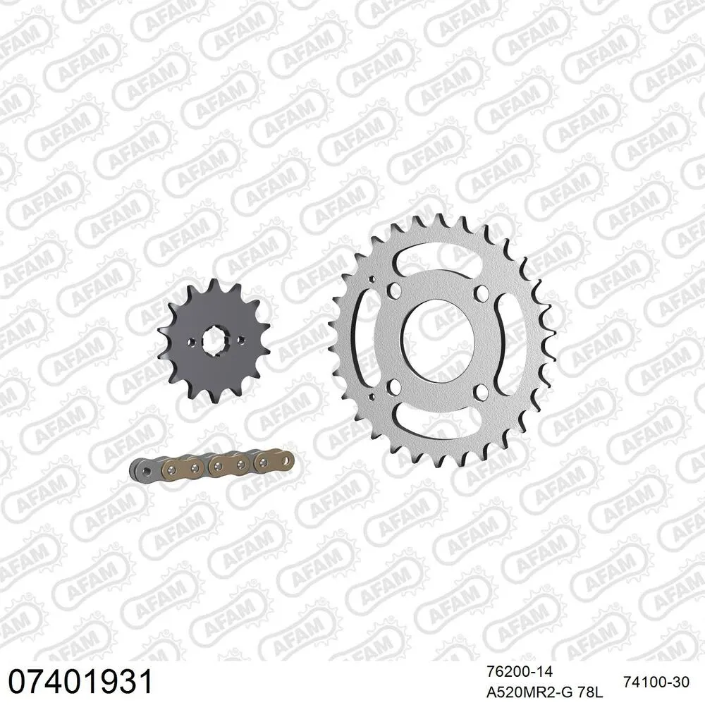AFAM Kettensatz Stahl 520 MR2-G 14x30 - Kymco MXer 50 2000-07 - 07401931