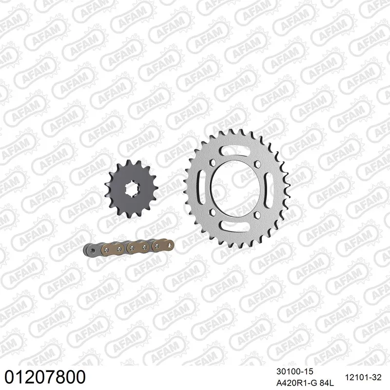 01207800 AFAM Kettensatz Stahl 420 R1-G 15x32 - Yamaha PW 80 1983-13 - 01207800