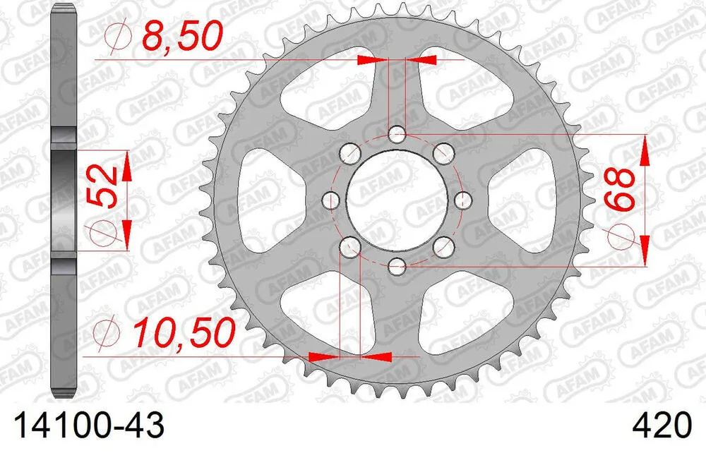 14100-43 AFAM Kettensatz Stahl 420 R1-G 12x43 - Suzuki TV 50 1991-94 - 01401102