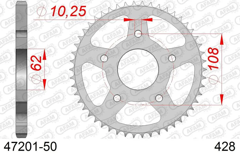 AFAM Kettensatz Stahl 428 XMR2-G 16x50 - Derbi GPR 125 Racing 2004-09 - 04713300