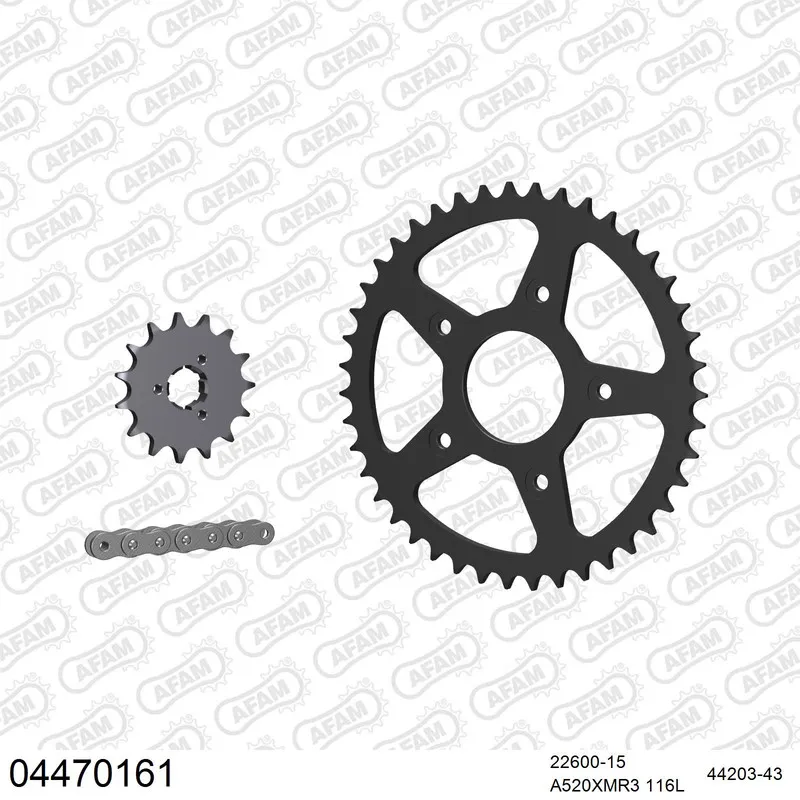 04470161 AFAM Kettensatz Stahl 520 XMR3 15x43 - Cagiva 600 River 1995-99 - 04470161