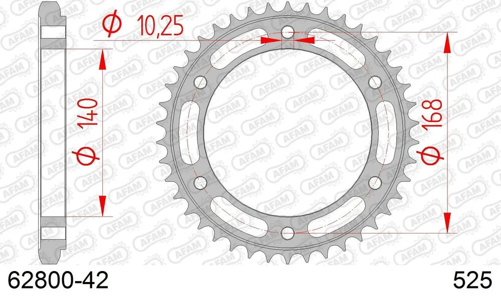 AFAM Kettensatz Stahl 525 XSR2-G 17x42 - Husqvarna 900 Nuda ABS 2012-13 - 06286551