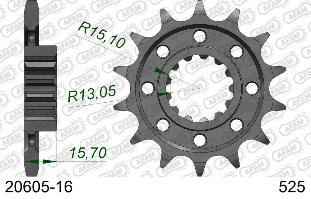 20605-16 AFAM Kettensatz Stahl 525 XSR2-G 16x40 - Honda VFR 750 R 1988-90 - 01077371