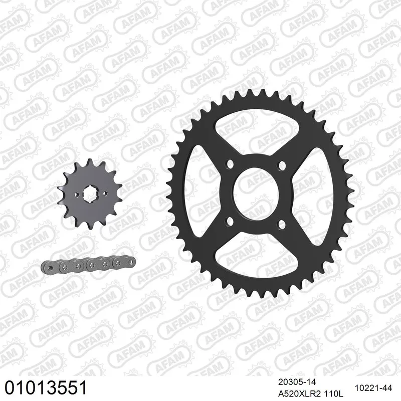 01013551 AFAM Kettensatz Stahl 520 XLR2 14x44 - Honda XL 125 V Varadero 2000-16 - 01013551