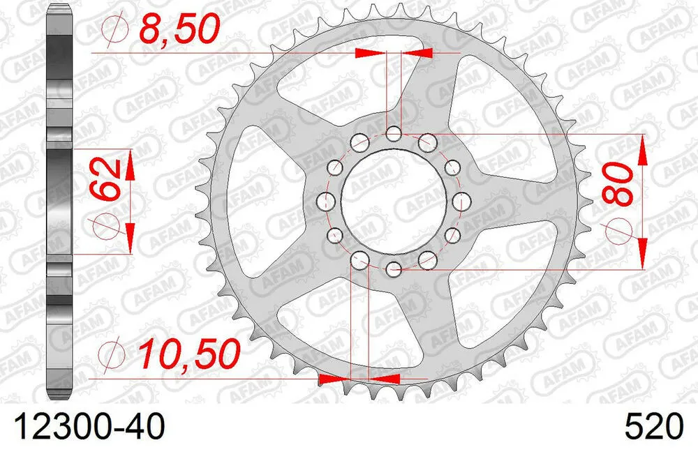 12300-40 AFAM Kettensatz Stahl 520 MR2-G 14x40 - Yamaha SR 250 1988-90 - 01226164