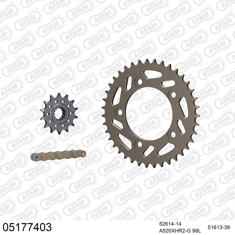 AFAM Kettensatz Aluminium 520 XHR2-G 14x39 - Ducati 749 Dark 2003-07 - 05177403