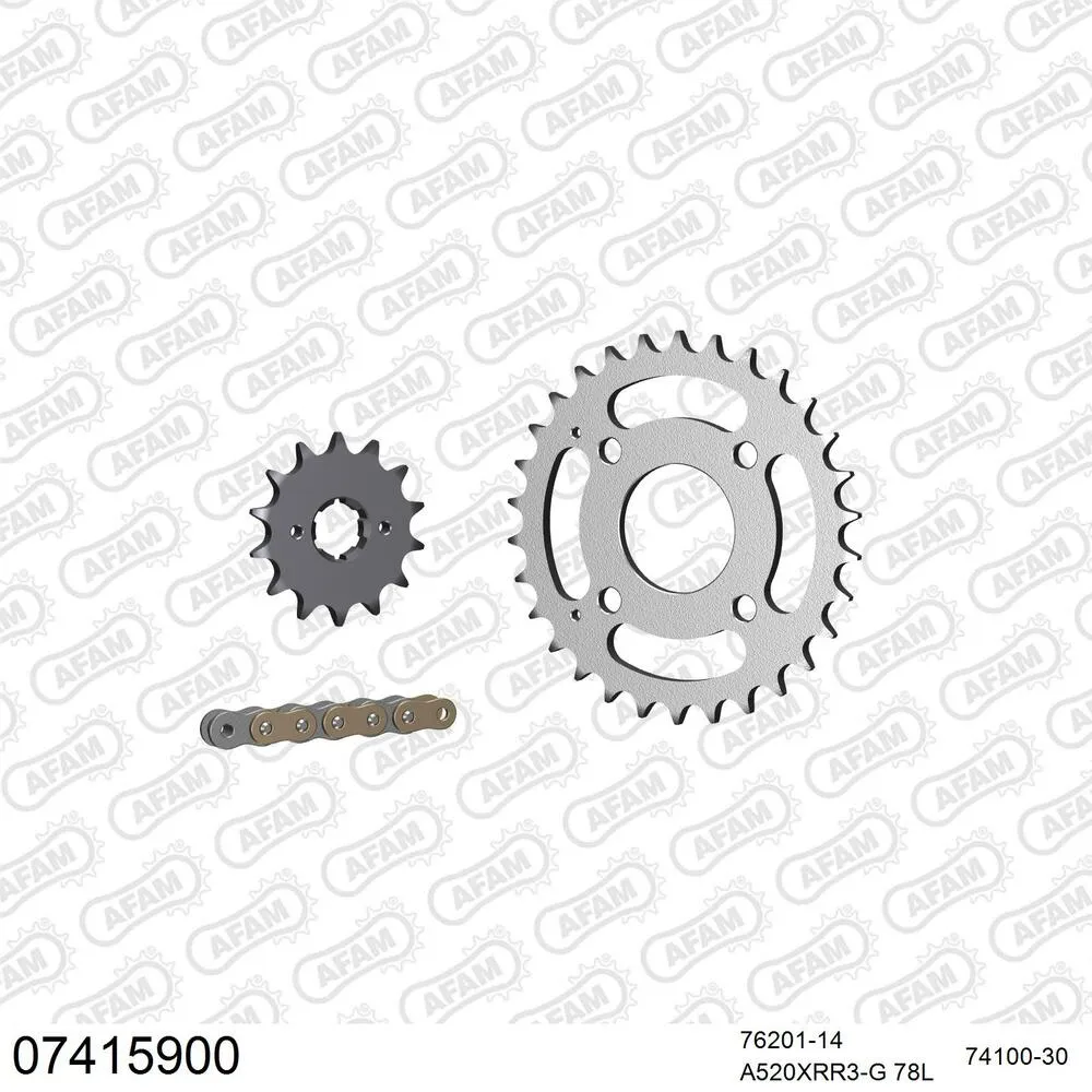AFAM Kettensatz Stahl 520 XRR3-G 14x30 - Kymco MXer 150 2002-07 - 07415900