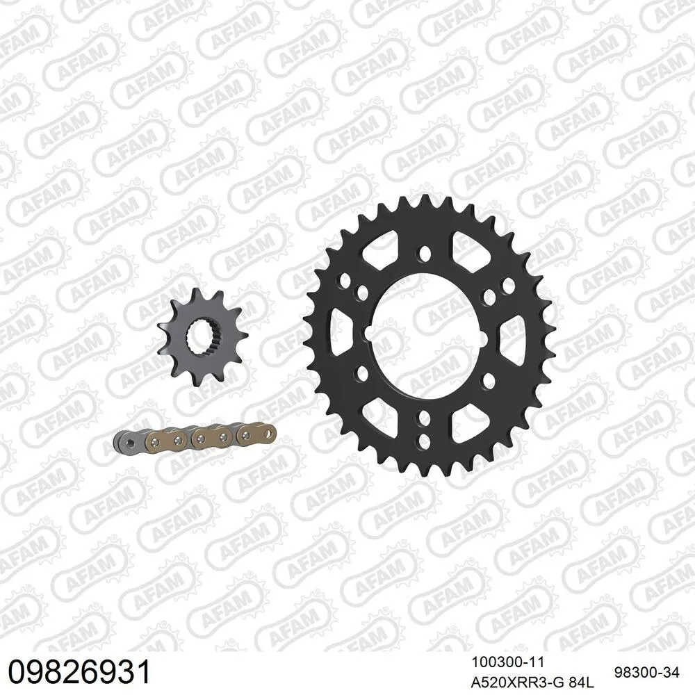 09826931 AFAM Kettensatz Stahl 520 XRR3-G 11x34 - Polaris 250 Trail Blazer 1992 - 09826931