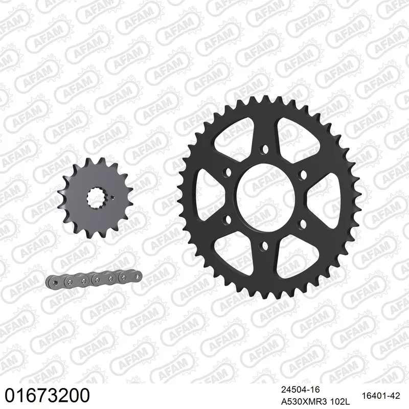 01673200 AFAM Kettensatz Stahl 530 XMR3 16x42 - Kawasaki Z 650 1977-79 - 01673200