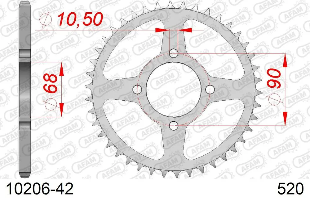 AFAM Kettensatz Stahl 520 MR2-G 13x42 - Honda MTX 200 RW 1983-86 - 01021600