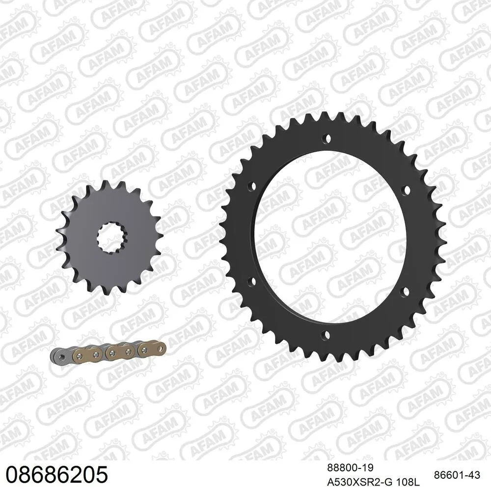 AFAM Kettensatz Stahl 530 XSR2-G 19x43 - Triumph Sprint 955 ST 2001-04 - 08686205