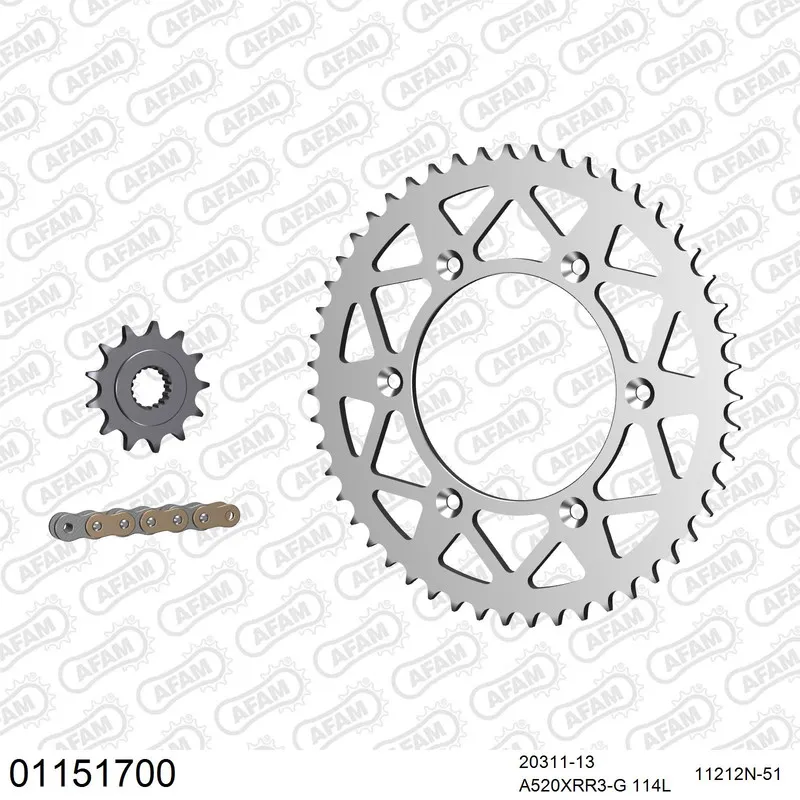 AFAM Kettensatz Aluminium 520 XRR3-G 13x51 - Honda CRF 450 X 2005-18 - 01151700