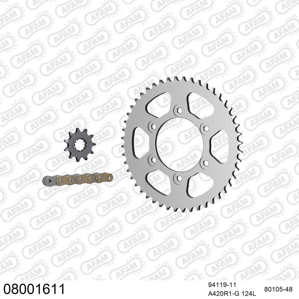 AFAM Kettensatz Stahl 420 R1-G 11x48 - Rieju 50 Spike 2003-04 - 08001611