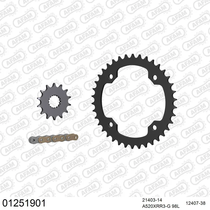 AFAM Kettensatz Stahl 520 XRR3-G 14x38 - Yamaha YFZ 450 R 2009-23 - 01251901