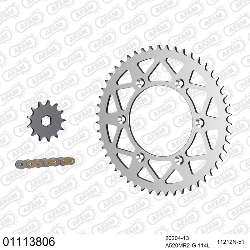 01113806 AFAM Kettensatz Aluminium 520 MR2-G 13x51 - Honda CR 125 R 1985 - 01113806