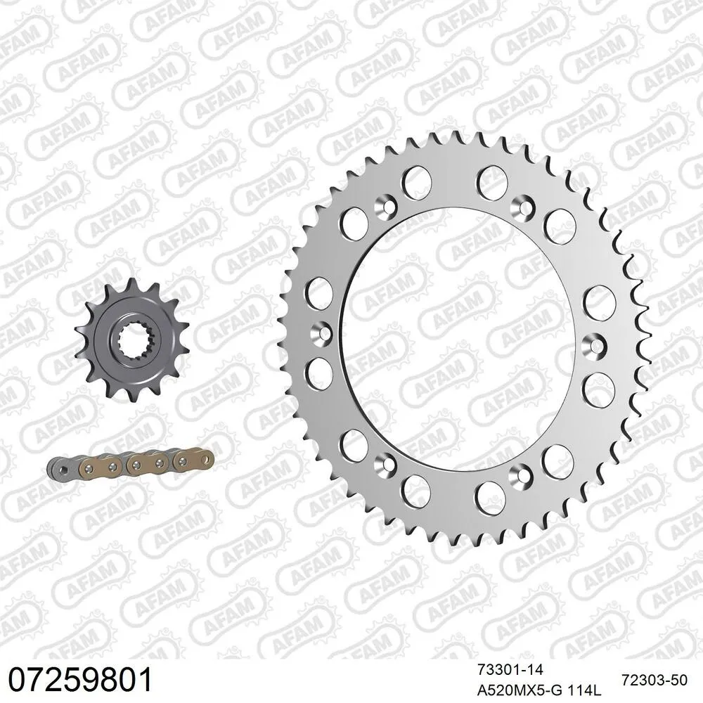 07259801 AFAM Kettensatz Aluminium 520 MX6-GG 14x50 - KTM MX 500 1989 - 07259801