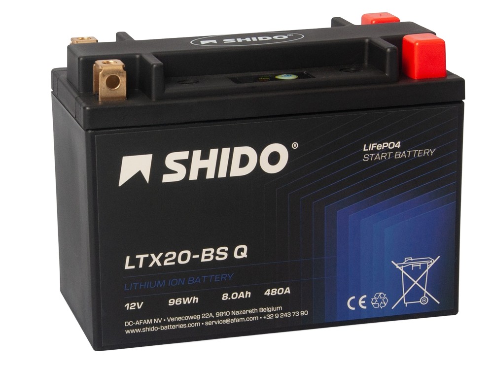 Shido LTX20-BS Q Lithium Ion 4 Anschlüsse Batterie 12V 96 Wh