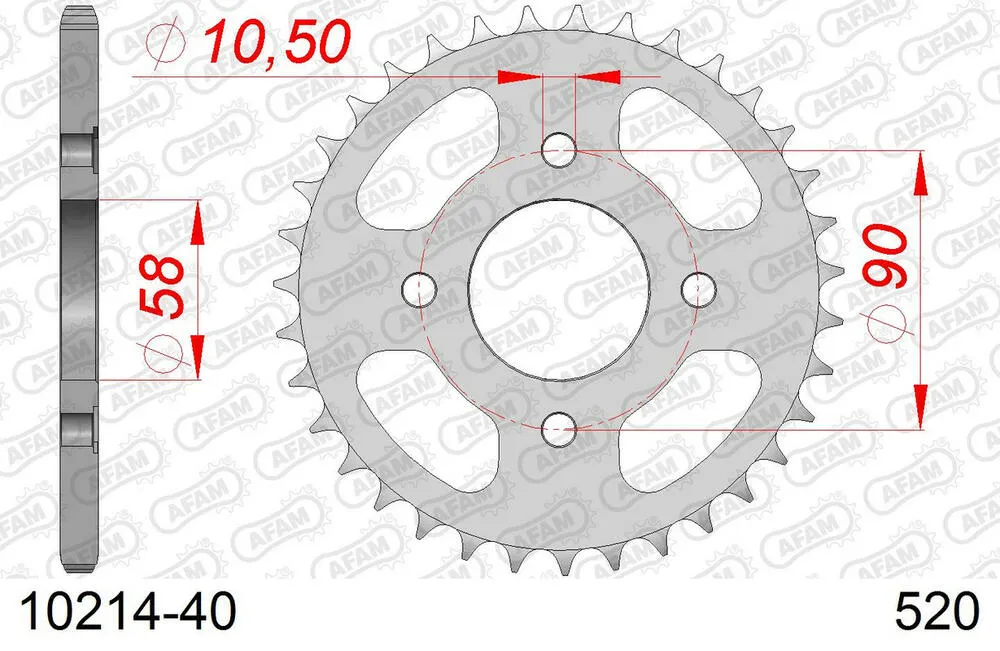 10214-40 AFAM Kettensatz Stahl 520 XLR2 14x40 - Honda CM 250 1983-84 - 01026164