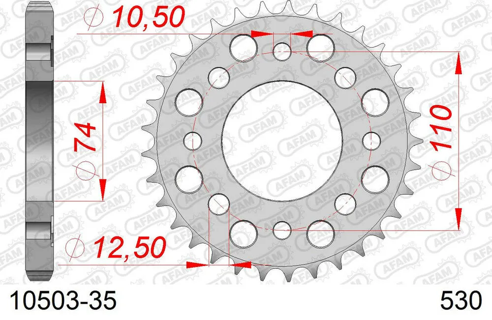 AFAM Kettensatz Stahl 530 HS 15x35 - Honda CB 450 T 1982 - 01051200