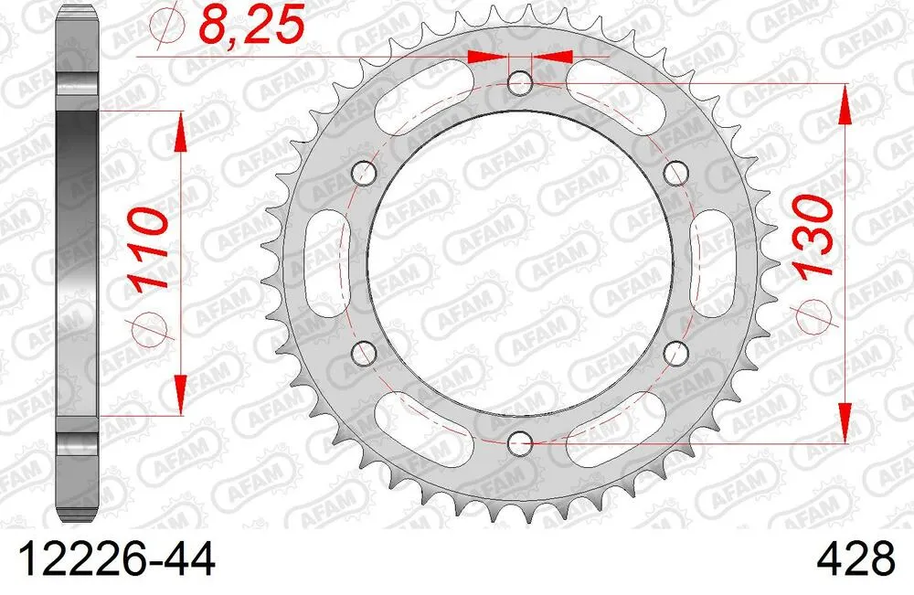 AFAM Kettensatz Stahl 428 XMR2-G 15x44 - Yamaha YBR 250 2007-12 - 01226202