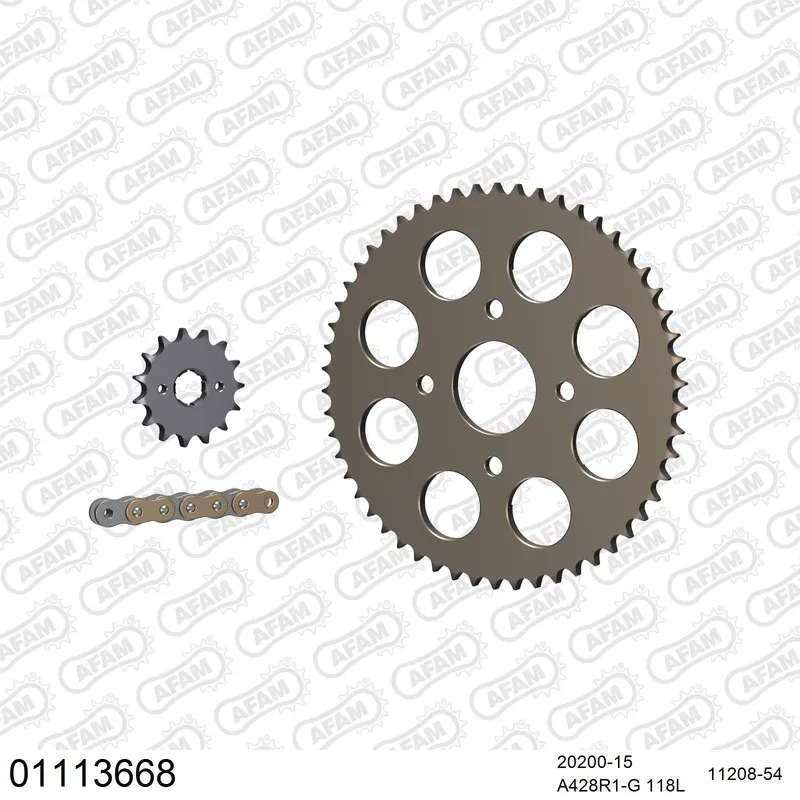 01113668 AFAM Kettensatz Aluminium 428 R1-G 15x54 - Honda TL 125 1989 - 01113668