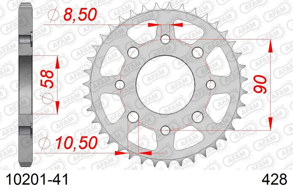 10201-41 AFAM Kettensatz Stahl 428 R1-G 14x41 - Kymco 125 R Spike 2000-06 - 07413101