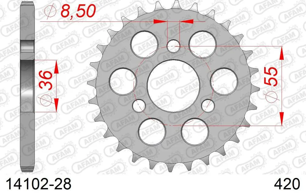 AFAM Kettensatz Stahl 420 M 13x28 - Suzuki JR 50 1978-07 - 01401800
