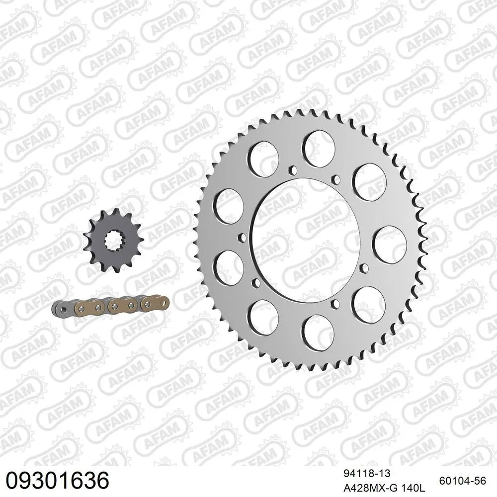 09301636 AFAM Kettensatz Aluminium 428 MX-G 13x56 - Hm-honda CRE 50 Derapage 2002 - 09301636