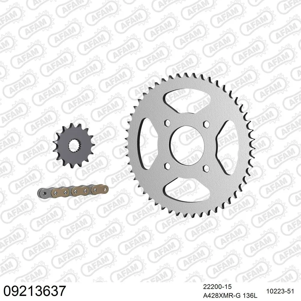 AFAM Kettensatz Stahl 428 XMR2-G 15x51 - Kreidler 125 DD Supermoto 2008-11 - 09213637