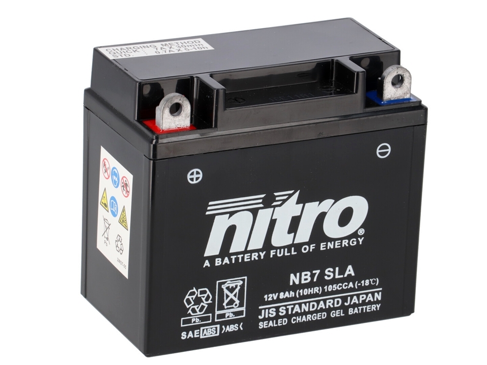 Nitro NB7 SLA AGM Gel Batterie 12V 8 Ah ab Werk gefüllt