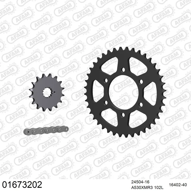 01673202 AFAM Kettensatz Stahl 530 XMR3 16x40 - Kawasaki Z 650 SR 1979-80 - 01673202