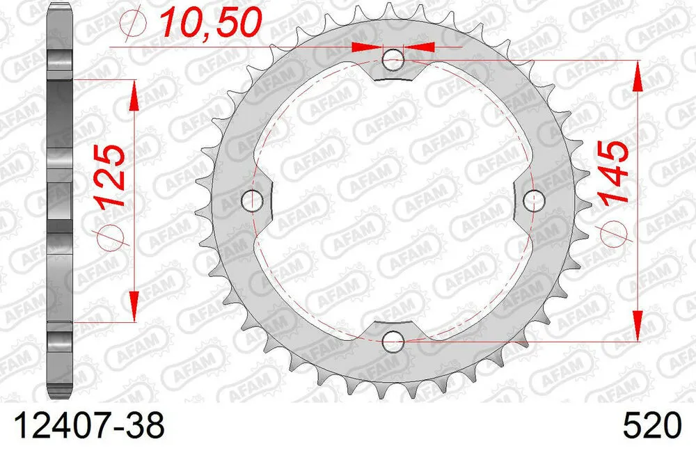 12407-38 AFAM Kettensatz Stahl 520 XRR3-G 14x38 - Yamaha YFM 250 R Raptor 2008-13 - 01226900
