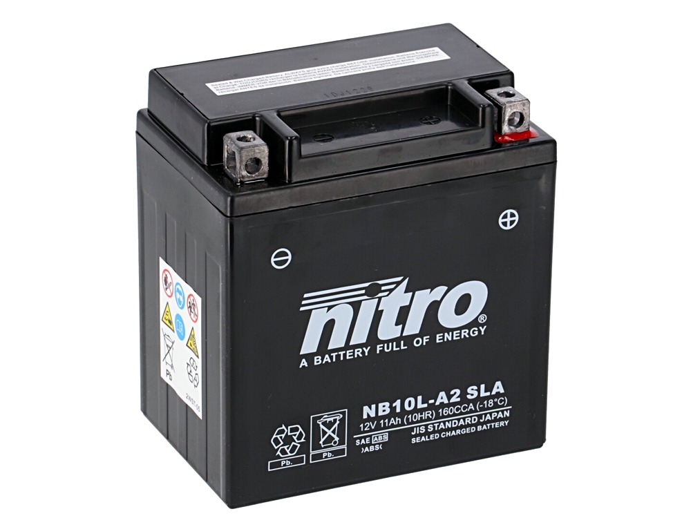 Nitro NB10L-A2 SLA AGM Gel Batterie 12V 11 Ah ab Werk gefüllt