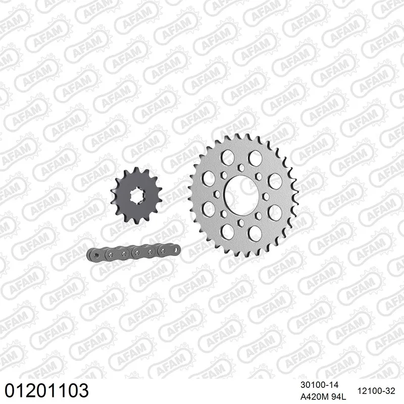 AFAM Kettensatz Stahl 420 M 14x32 - Yamaha LB 50 Chappy 1982-86 - 01201103