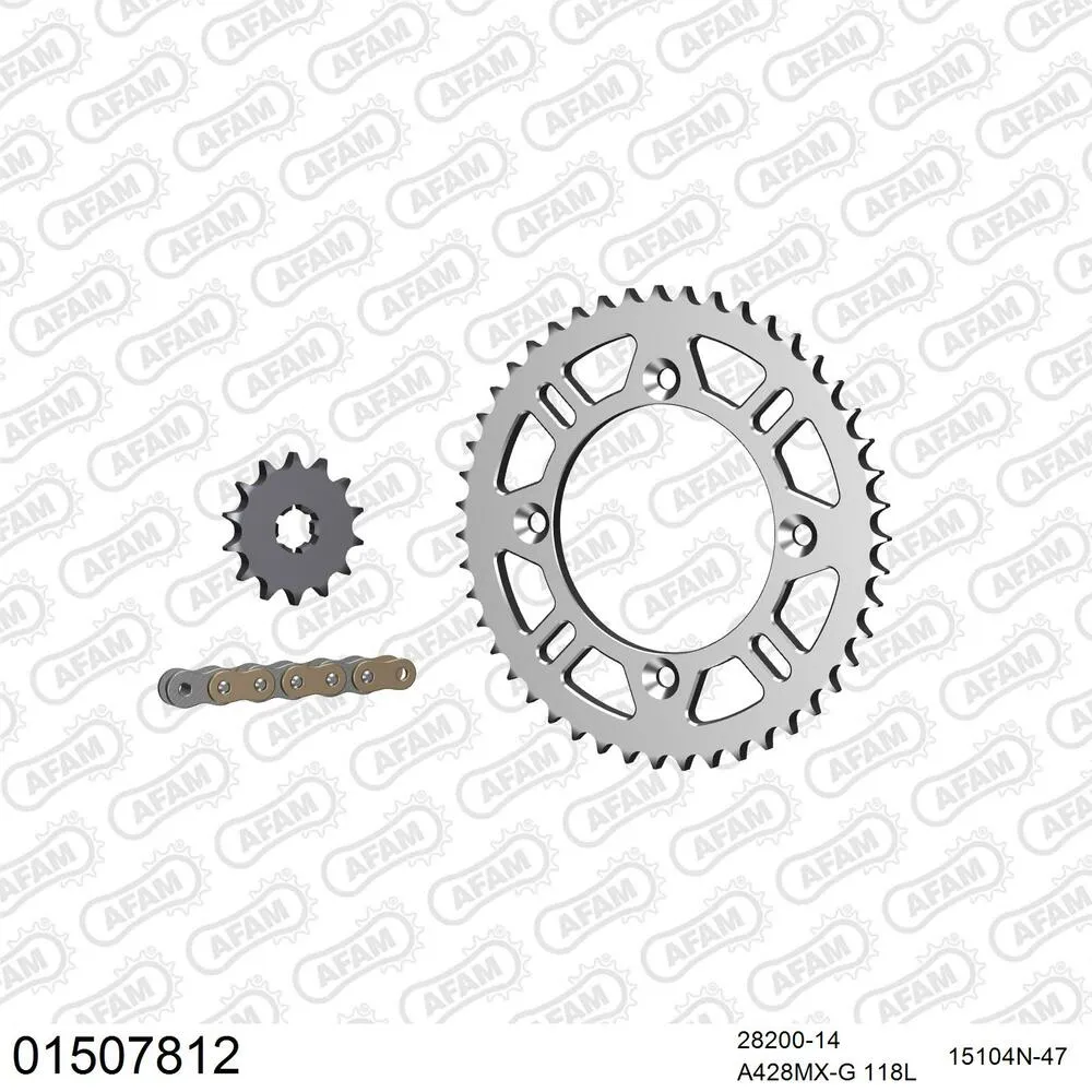 AFAM Kettensatz Aluminium 428 MX-G 14x47 - Suzuki RM 85 2002-23 - 01507812