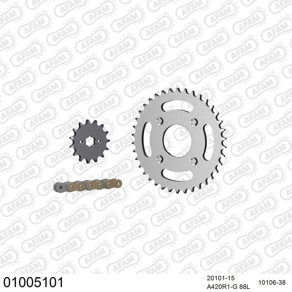 01005101 AFAM Kettensatz Stahl 420 R1-G 15x38 - Honda ST 70 Dax 1976-81 - 01005101