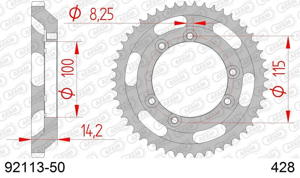 92113-50 AFAM Kettensatz Stahl 428 R1-G 13x50 - Beta RR 50 Supermoto 2001 - 03801638