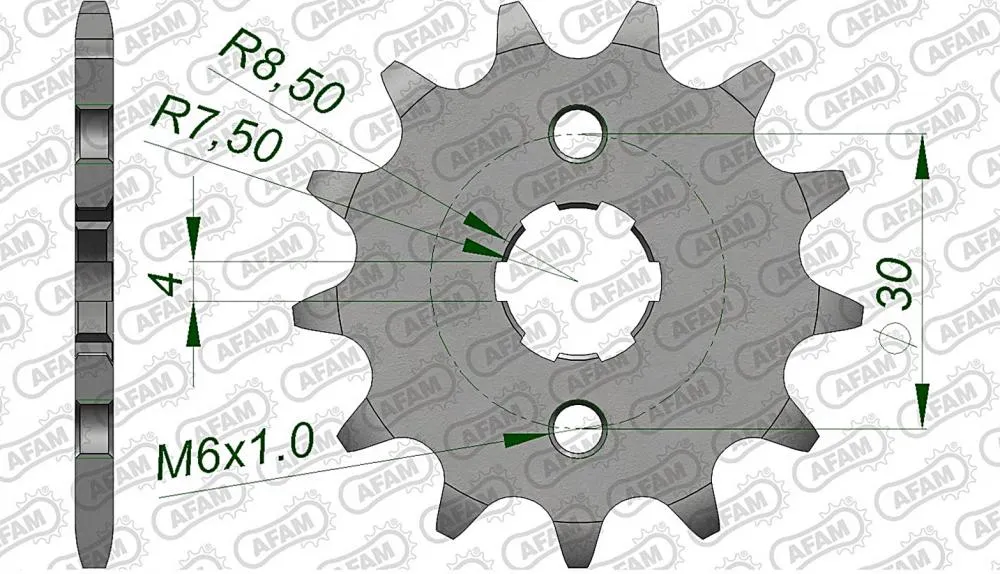 AFAM Kettensatz Stahl 420 MO 14x35 - Honda ANF 125 Innova 2003-11