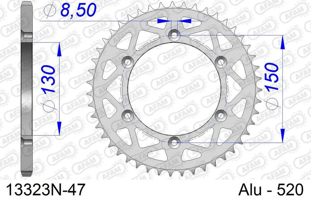 13323-N-47 AFAM Kettensatz Aluminium 520 MX6-GG 14x47 - Yamaha YZ 450 F 2003-04 - 01351800