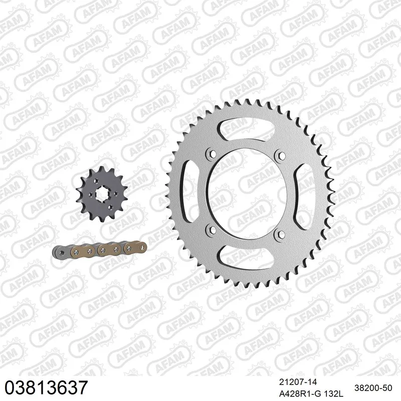 03813637 AFAM Kettensatz Stahl 428 R1-G 14x50 - Beta RR 125 Motard 2010-13 - 03813637