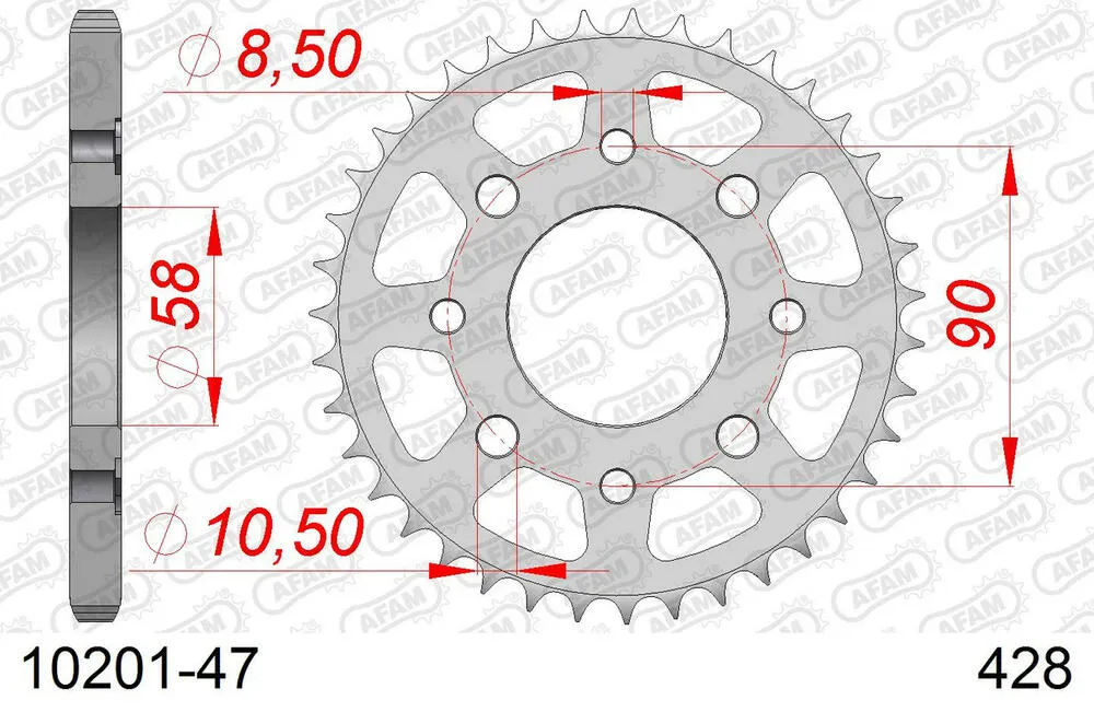 10201-47 AFAM Kettensatz Stahl 428 R1-G 15x47 - Honda CB 125 1972-79 - 01013200