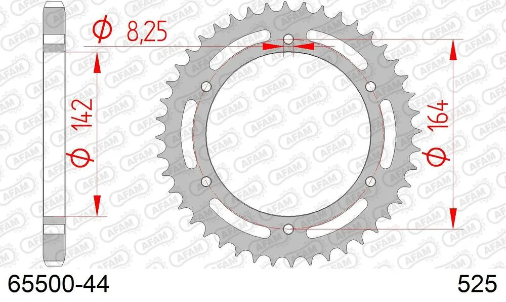 65500-44 AFAM Kettensatz Stahl 525 XMR3 15x44 - Hyosung GT 650 Comet Naked 2004-08 - 06573131